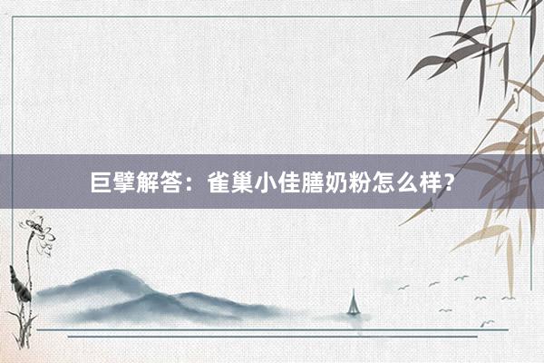 巨擘解答：雀巢小佳膳奶粉怎么样？