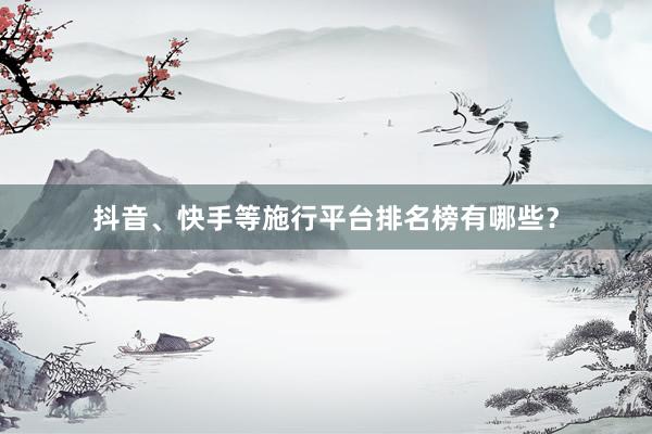 抖音、快手等施行平台排名榜有哪些？
