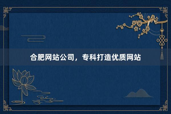 合肥网站公司，专科打造优质网站